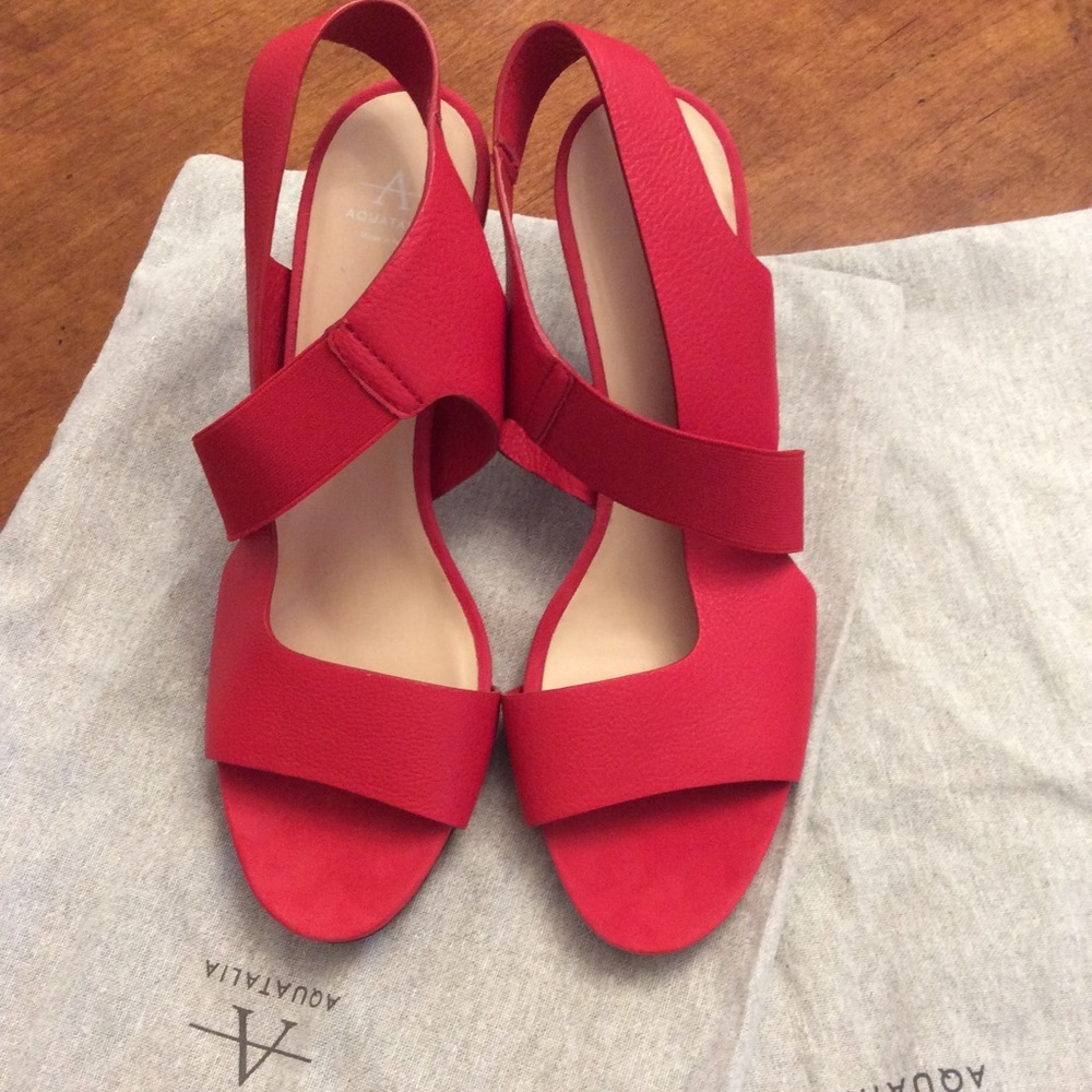 Aquatalia Vero Cuoio red heels with Duster bags